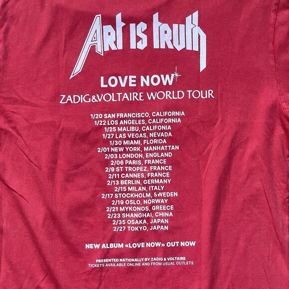 Zadig & Voltaire T Shirt Women's Medium Red Art Is Truth Concert Graphic Tee - Picture 4 of 8